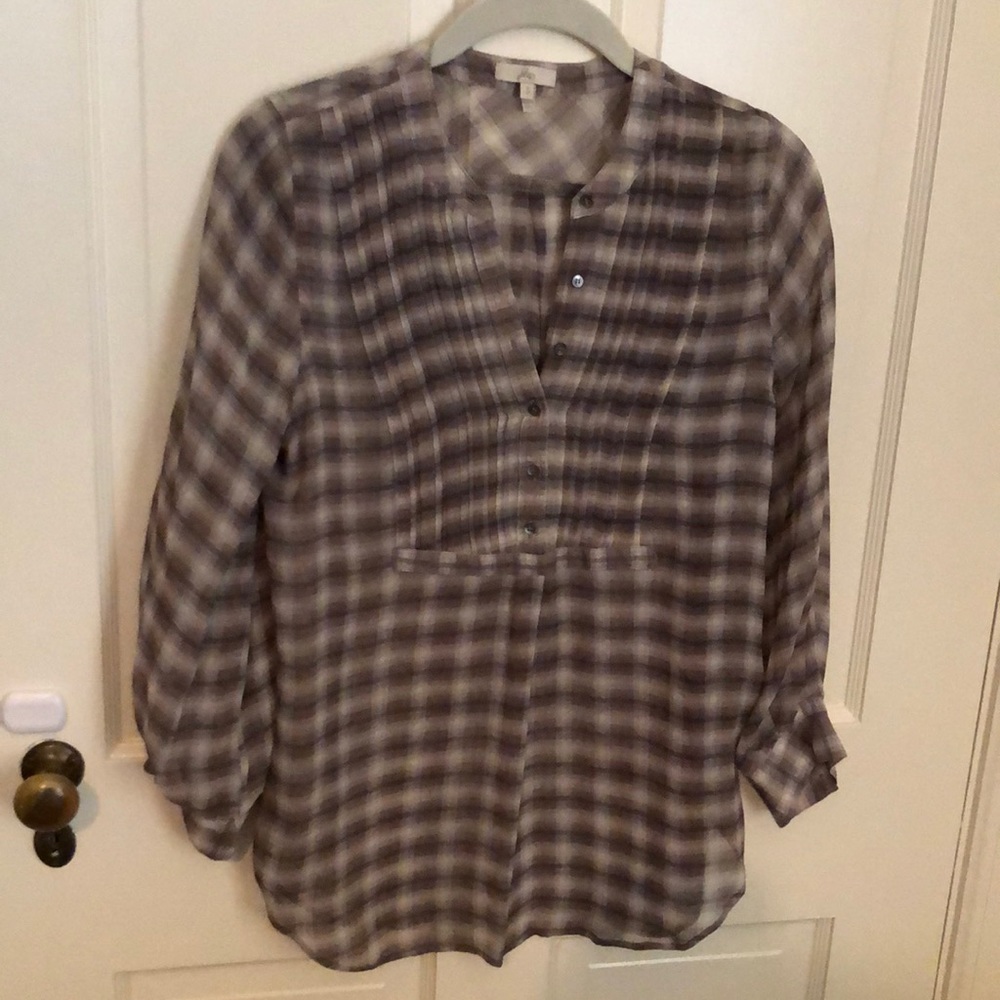 Joie silk plaid blouse
